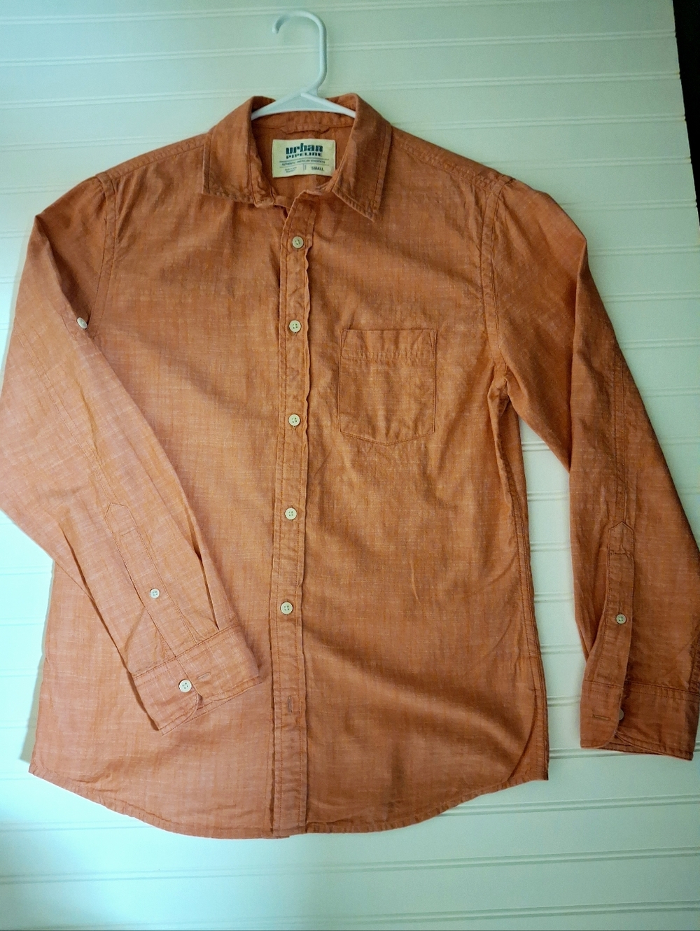 urban pipeline Men's Lightweight Orange Button-Down Shirt S